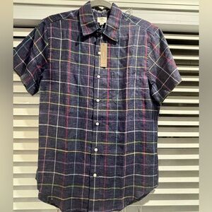 NWT J.Crew Mens x Albini Italian Fabrics Linen Short Sleeve Shirt
